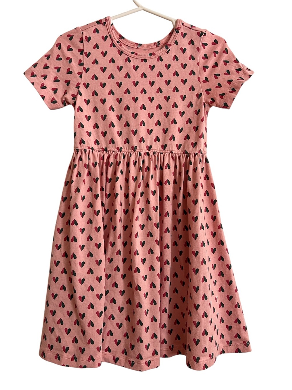 Coop Kids (Pink Chicken) Pink Heart Print Short Sleeve Dress